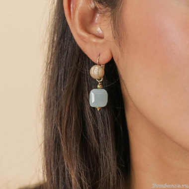 Серьги Nature Bijoux, Mississippi, с амазонитом и деревом, NB25.1-12-79966 бирюзовый